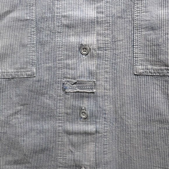 NWT Free People Cardiff Indigo Railroad Stripe Oversized Shirt/Jacket - Picture 10 of 15